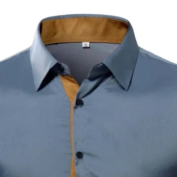 Grey Mens Button Up Tee Shirt - Picture 5 of 7